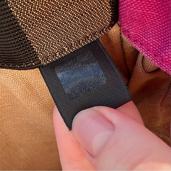 FENDI Fuchsia And Tobacco Pequin Stripe Canvas Bag - Picture 13 of 15